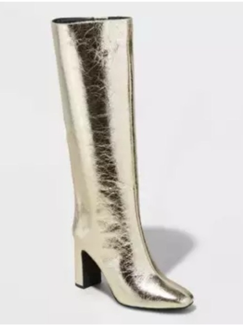 NWT A Women’s New Day Diva Stovepipe Tall Boots 7.5 Gold Metallic Crinkle